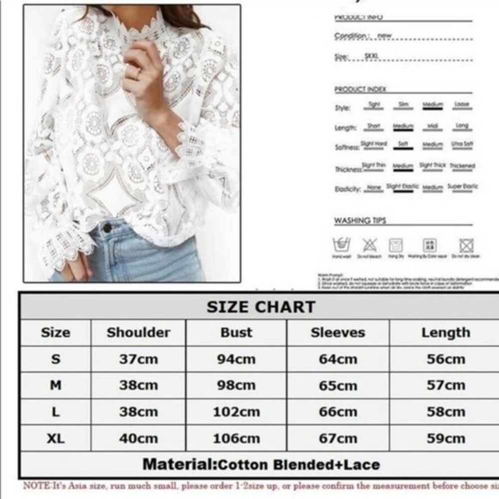 White Lace See through Bohemian Long Sleeve Shirt - Picture 5 of 16